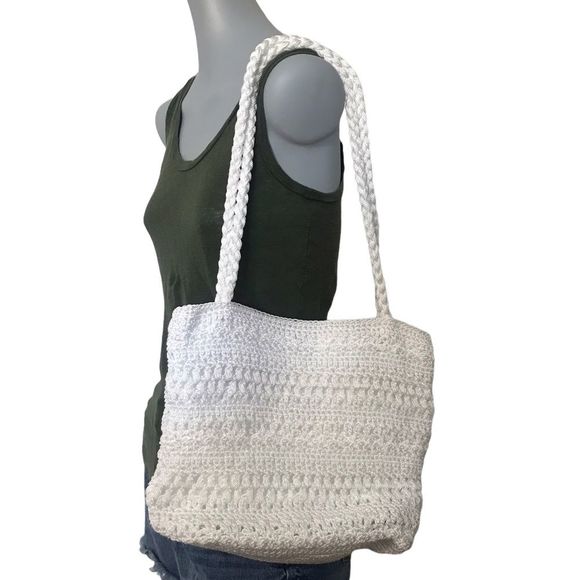 croft & barrow Handbags - White Woven Shoulder Bag Croft & Barrow